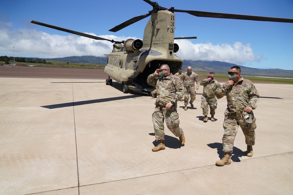 Hawaii National Guard Leadership Visit Hawaii National Guardsman Deployed to Maui County for COVID-19 Response