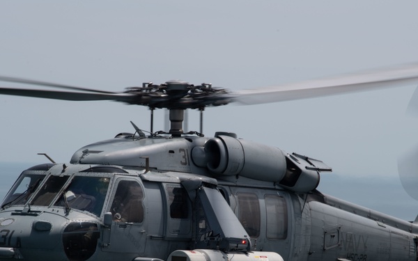 An MH-60S Sea Hawk demonstrates ALMDS equipment