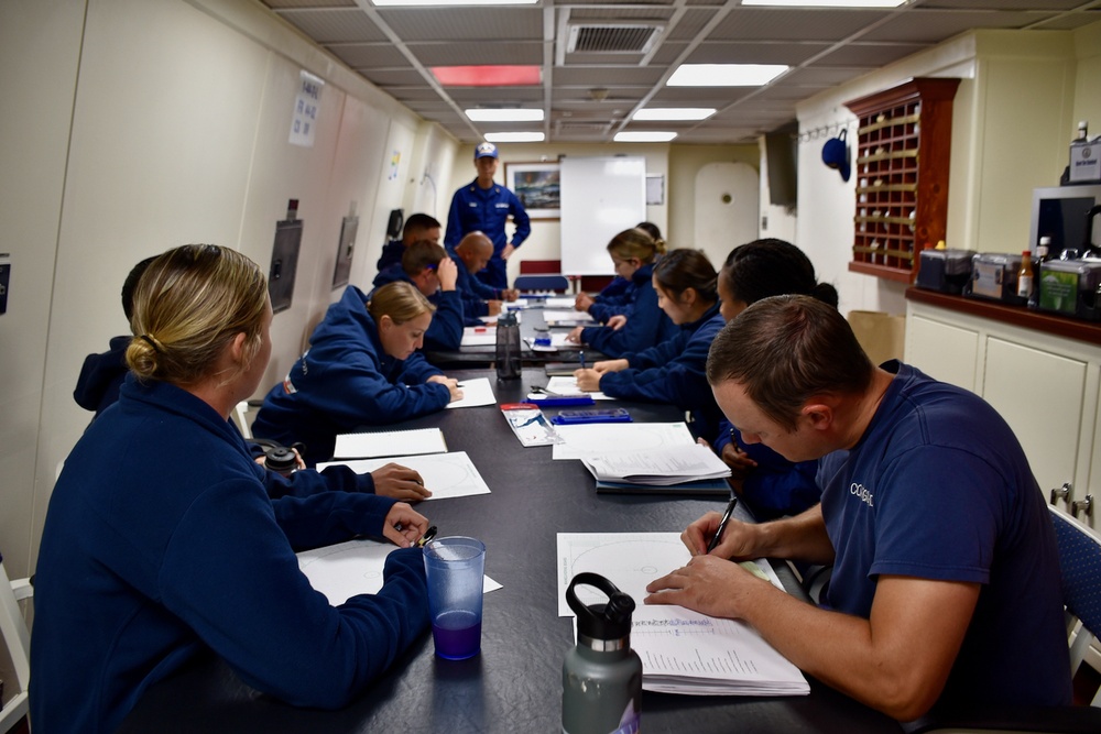 Coast Guard Cutter Midgett crew conduct navigation training