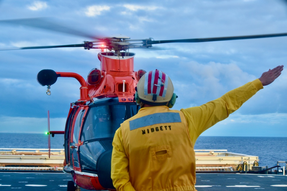 Coast Guard Cutter Midgett conducts helicopter operations