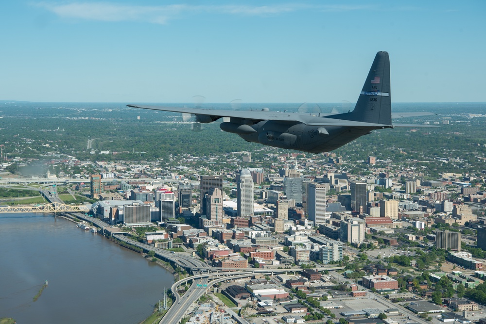 Kentucky Air Guard flies over the commonwealth during Operation American Resolve