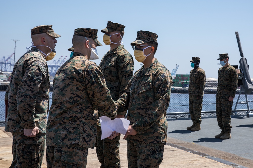 V17 Promotion Ceremony for Marines Supporting COVID-19 Response Efforts in Los Angeles