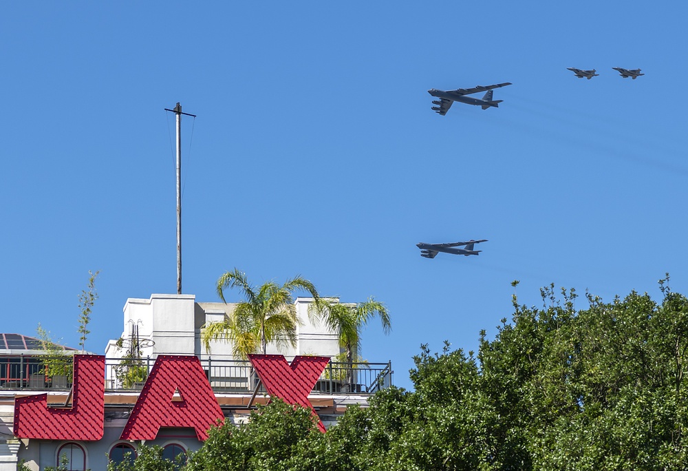 La. Air National Guard 159th Fighter Wing conducts flyover with 2nd Bomber Wing