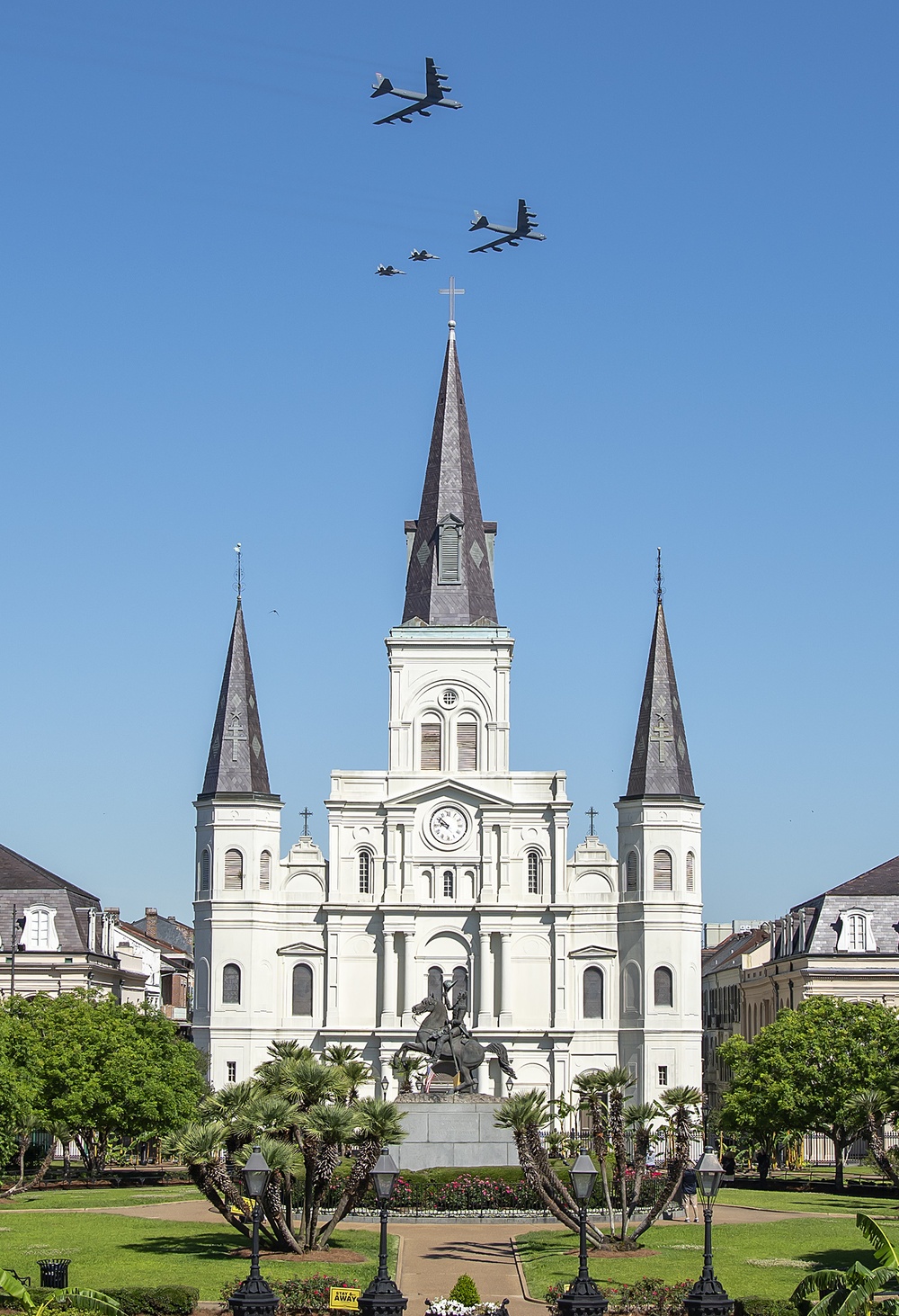 La. Air National Guard 159th Fighter Wing conducts flyover with 2nd Bomber Wing