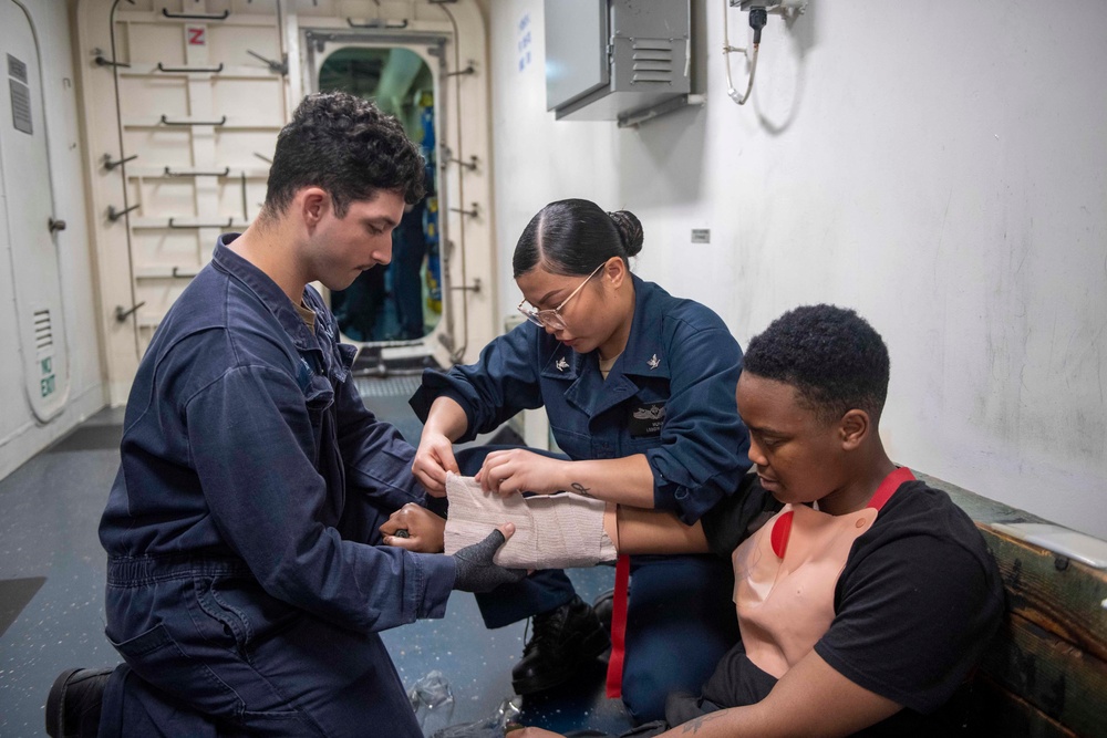 USS America Sailors Participate in a Anti-terrorism training drill