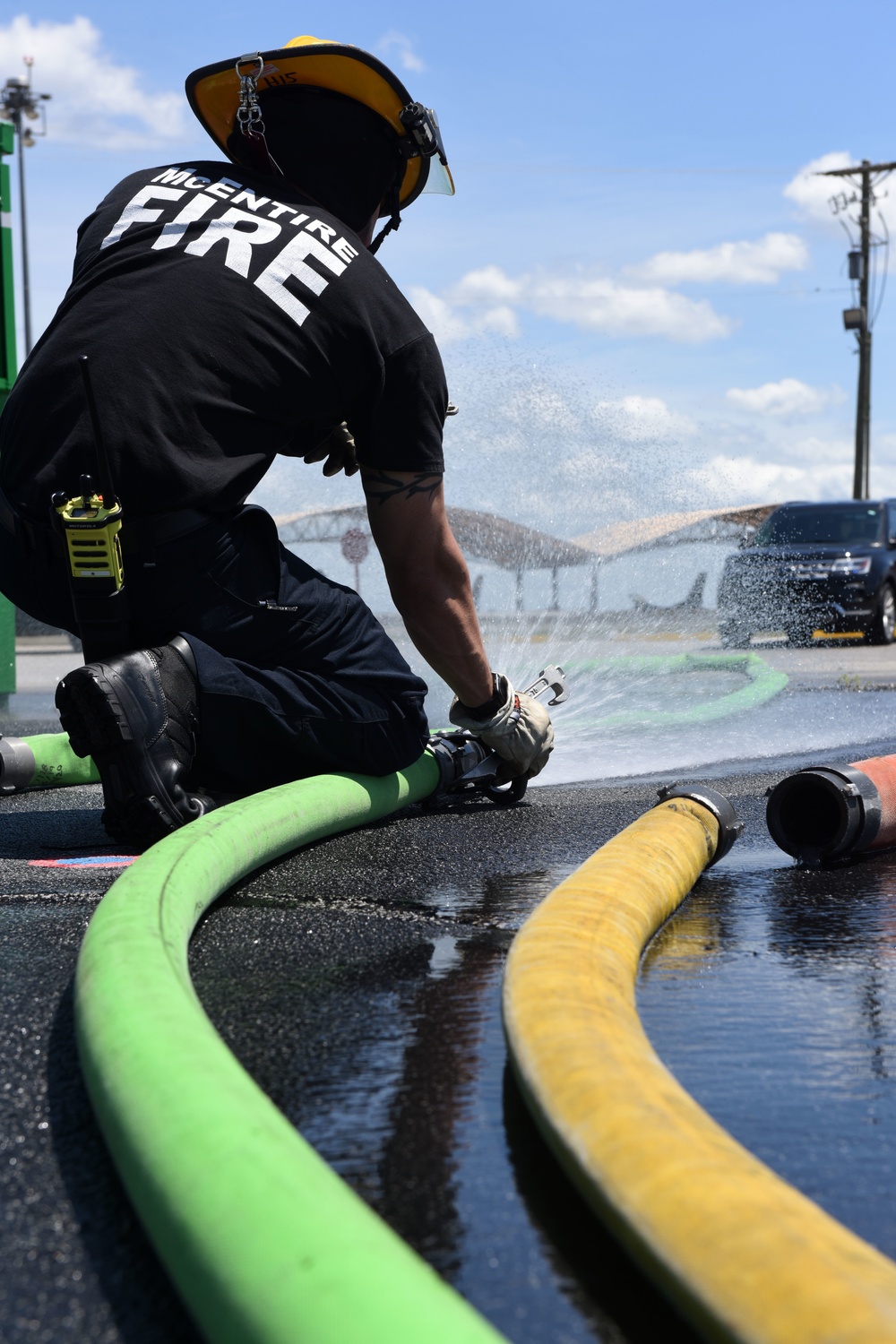 McEntire JNGB firefighters pressure test fire hoses