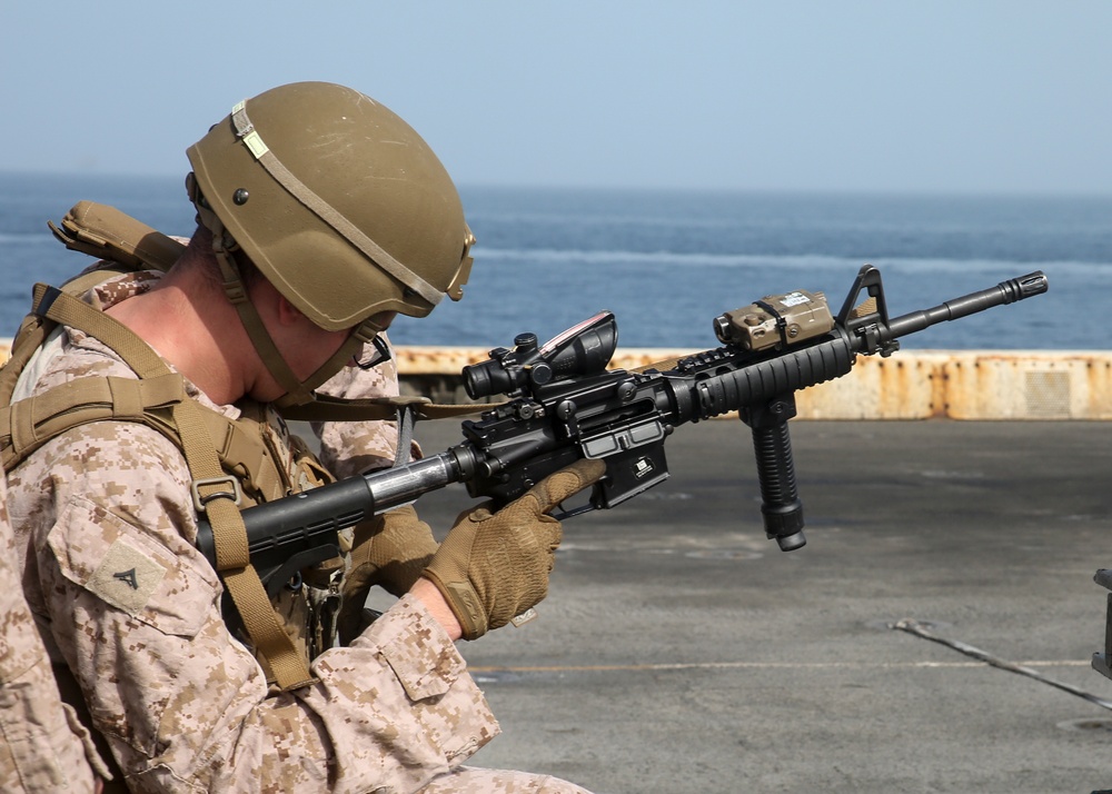 Fox Battery fires M4 carbines aboard USS New York