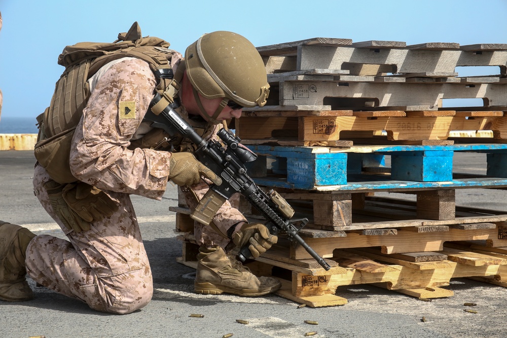 Fox Battery fires M4 carbines aboard USS New York