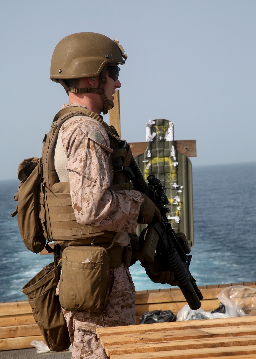 Fox Battery fires M4 carbines aboard USS New York