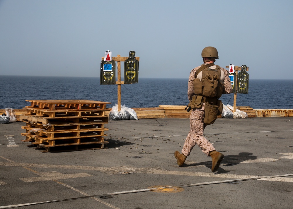 Fox Battery fires M4 carbines aboard USS New York