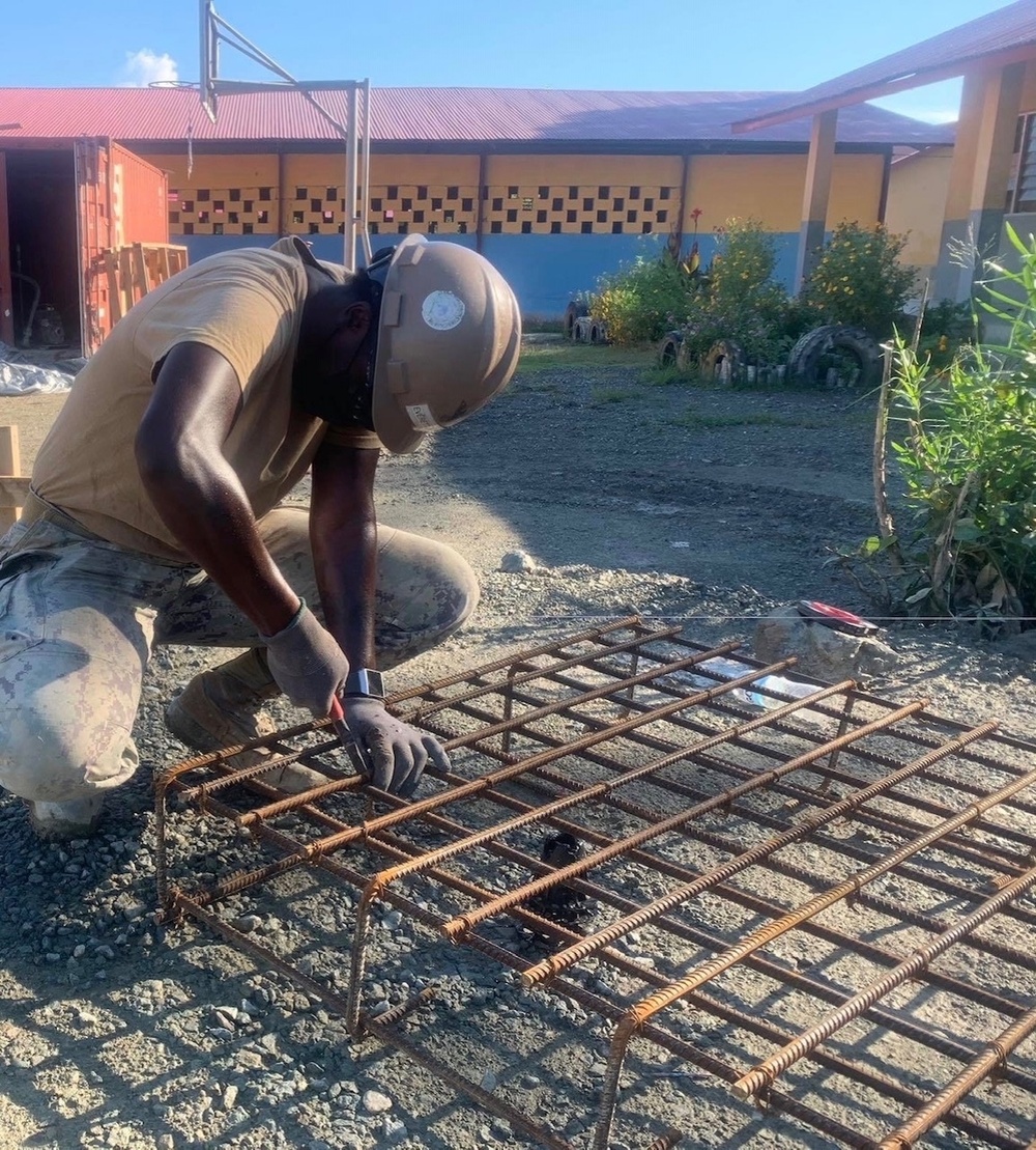 U.S. Navy Seabees with NMCB-5’s Detail Timor-Leste construct a two-room schoolhouse