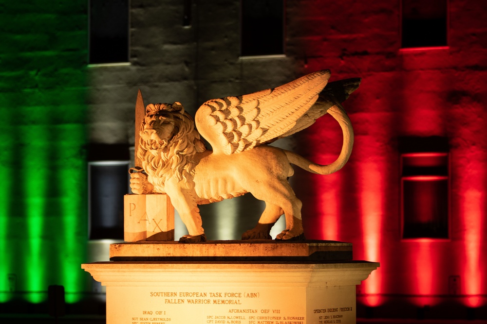 Ceremonial lighting on Caserma Ederle to mark transition