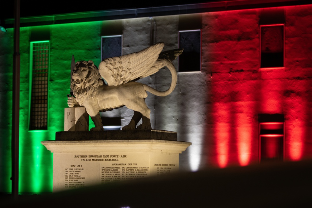 Ceremonial lighting on Caserma Ederle to mark transition