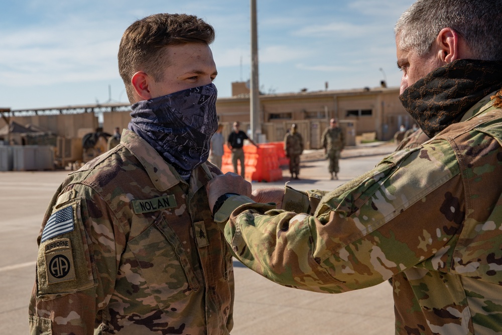 Purple Heart medals presented to Soldiers of the 34th Expeditionary Combat Aviation Brigade