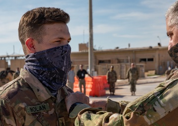 Purple Heart medals presented to Soldiers of the 34th Expeditionary Combat Aviation Brigade