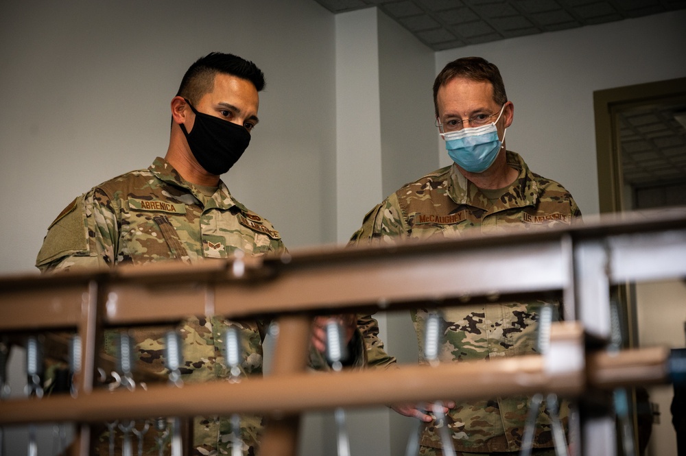 Brig. Gen. Wayne McCaughey visits Airmen working at East Orange General Hospital