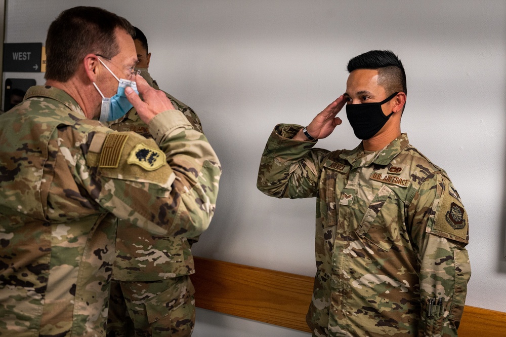 Brig. Gen. Wayne McCaughey visits Airmen working at East Orange General Hospital