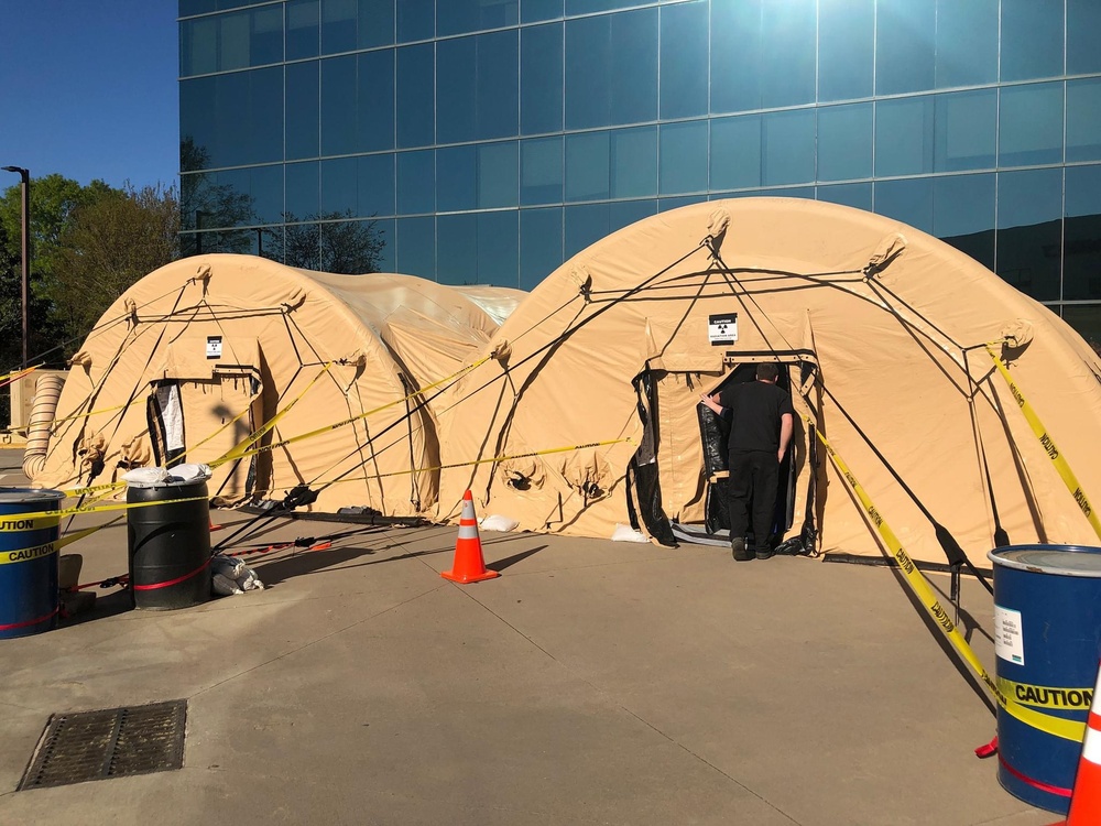 Military Tents Used for Hospital Coronavirus Check Stations