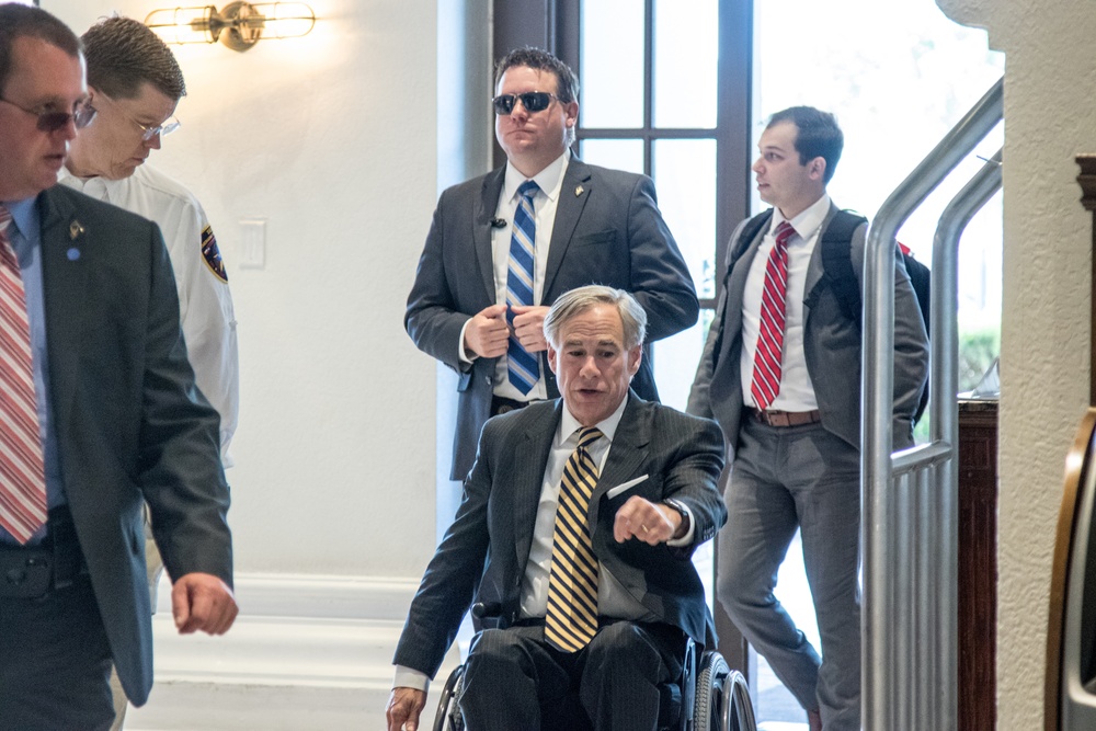Governor Greg Abbott visits the Texas State Operations Center