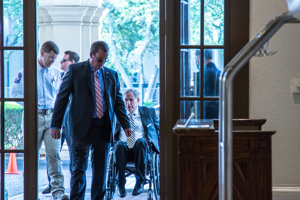 Governor Greg Abbott visits the Texas State Operations Center