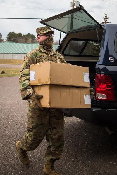 Soldiers helping first responders