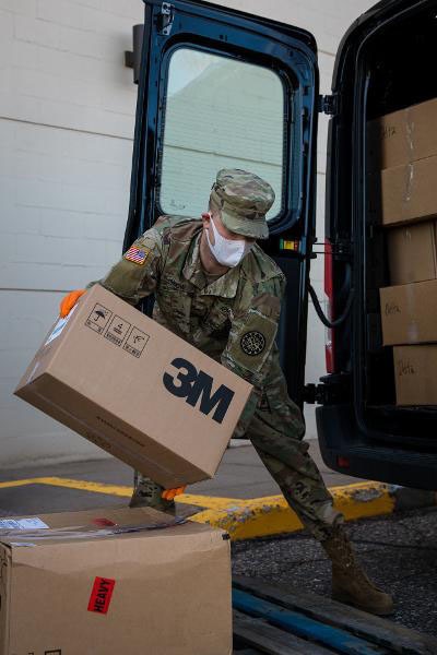 Soldiers helping first responders