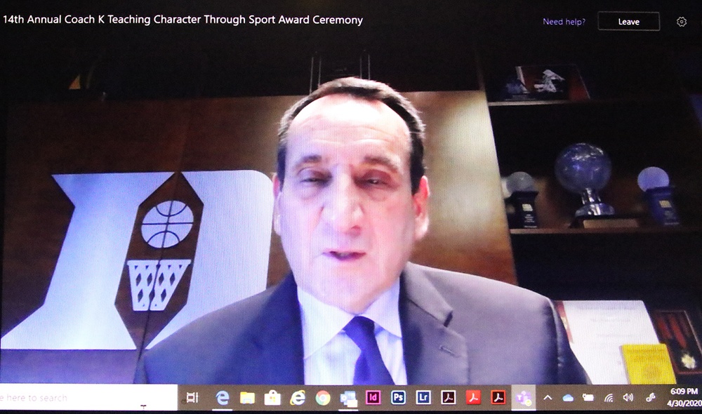 Coach Mike Krzyzewski Teaching Character Through Sport Award ceremony