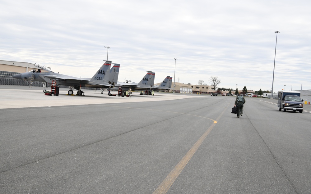 104th Fighter Wing F-15s flyover Massachusetts