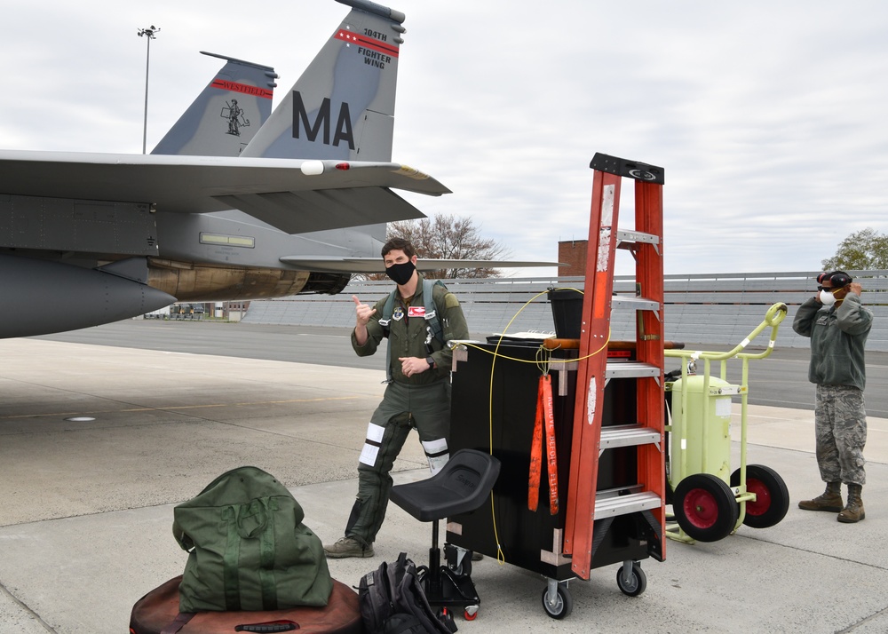 104th Fighter Wing F-15s flyover Massachusetts