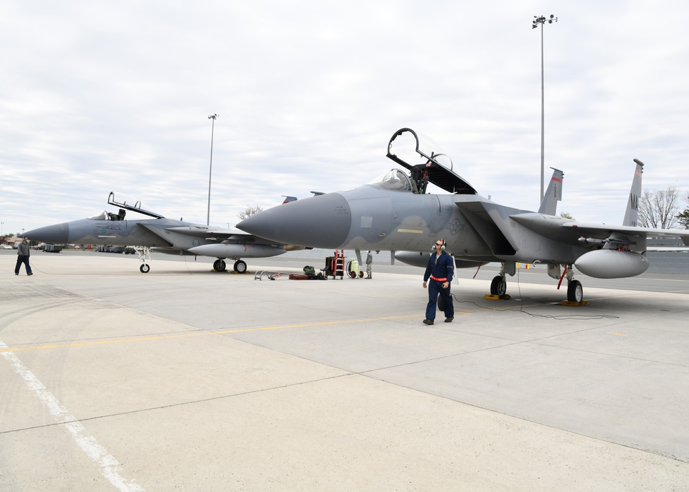 104th Fighter Wing F-15s flyover Massachusetts