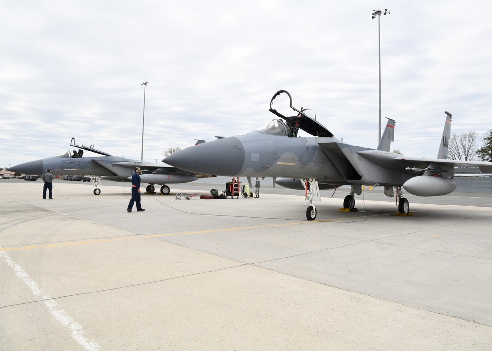 104th Fighter Wing F-15s flyover Massachusetts