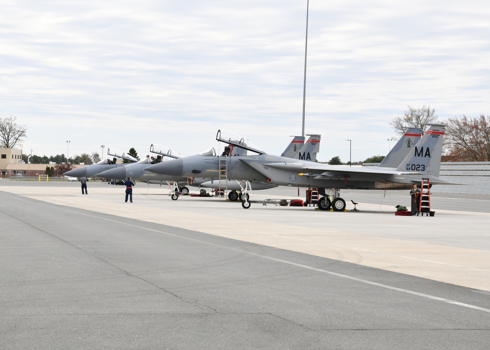 104th Fighter Wing F-15s flyover Massachusetts