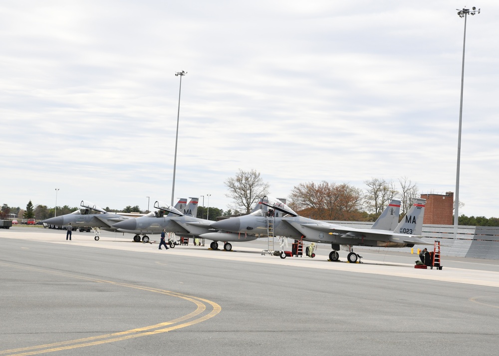 104th Fighter Wing F-15s flyover Massachusetts