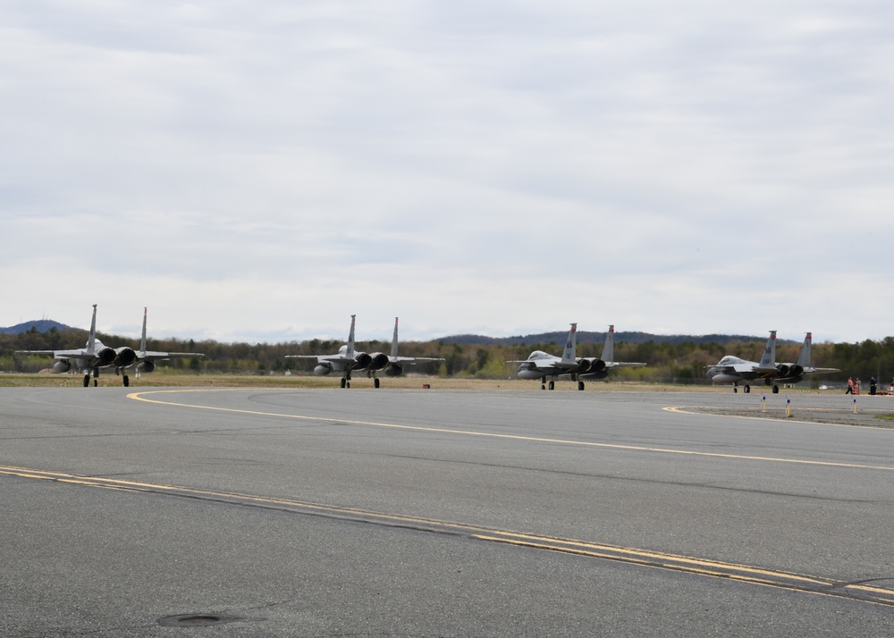 104th Fighter Wing F-15s flyover Massachusetts