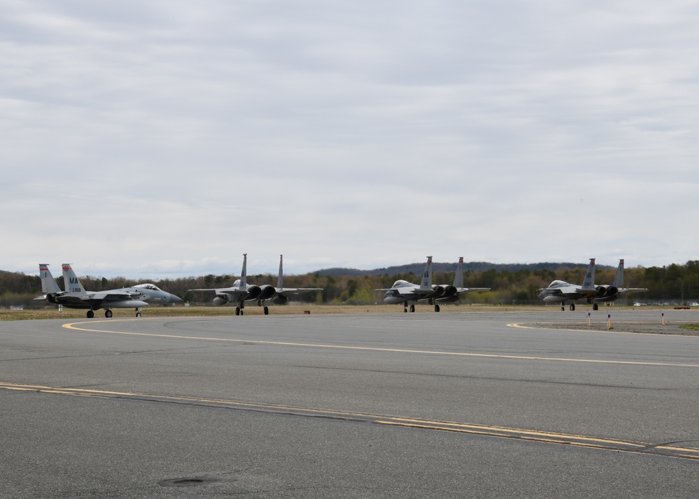 104th Fighter Wing F-15s flyover Massachusetts