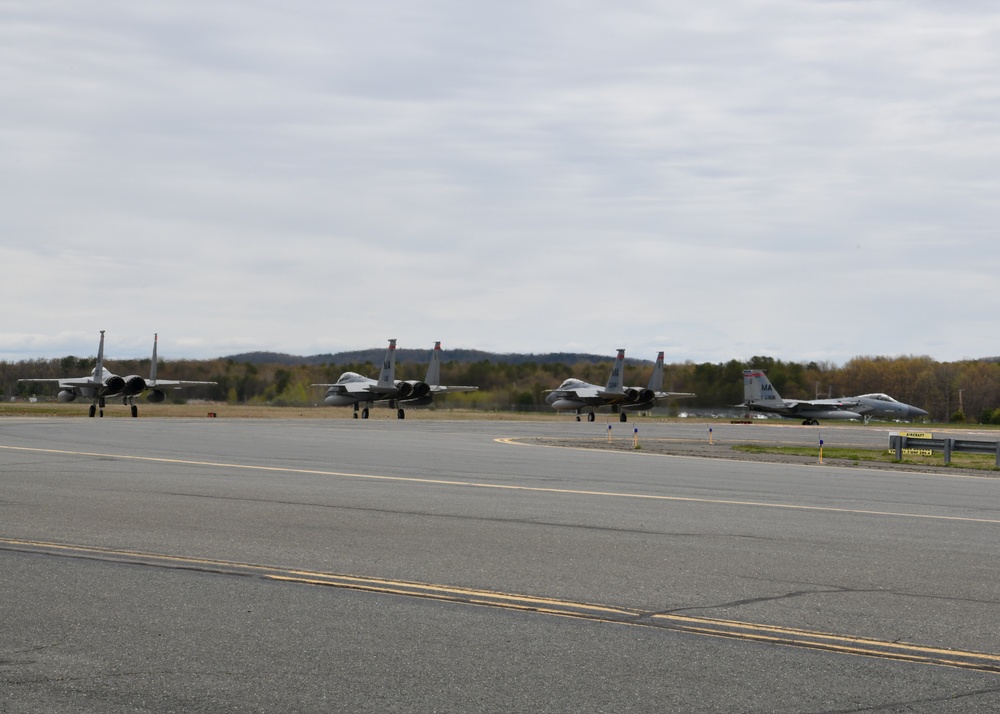 104th Fighter Wing F-15s flyover Massachusetts