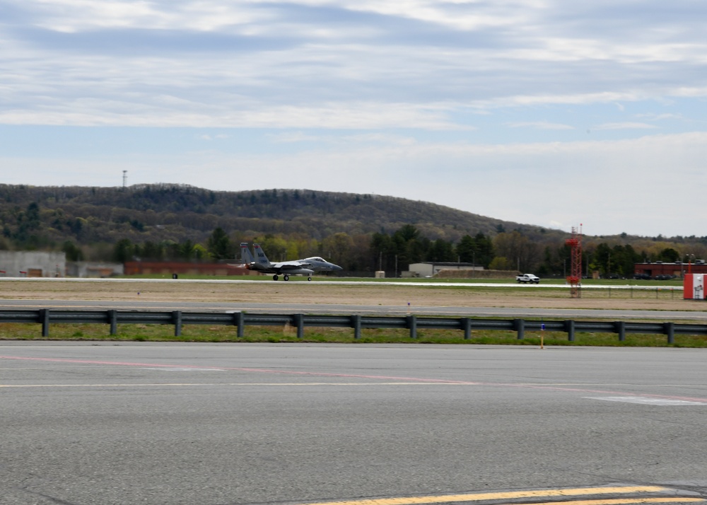 104th Fighter Wing F-15s flyover Massachusetts