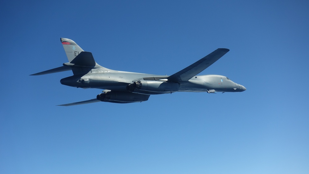 B-1 flies training mission during Bomber Task Force