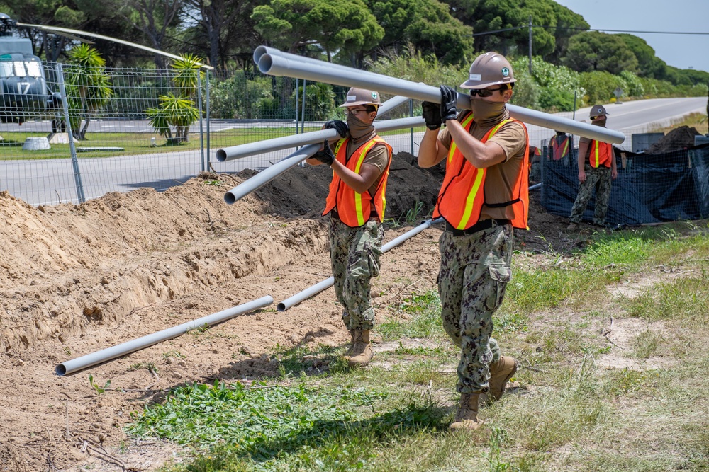 NMCB 1 Seabees Continue Lighting Project on Naval Station Rota