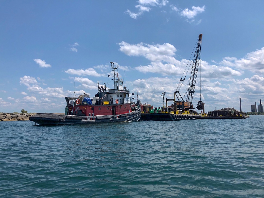 Buffalo Harbor south breakwater repairs 2019