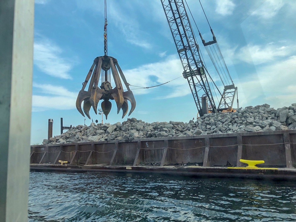 Buffalo Harbor south breakwater repairs 2019