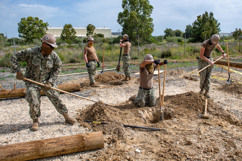 NMCB 1 Seabees construct USMC obstacle course on Naval Station Rota