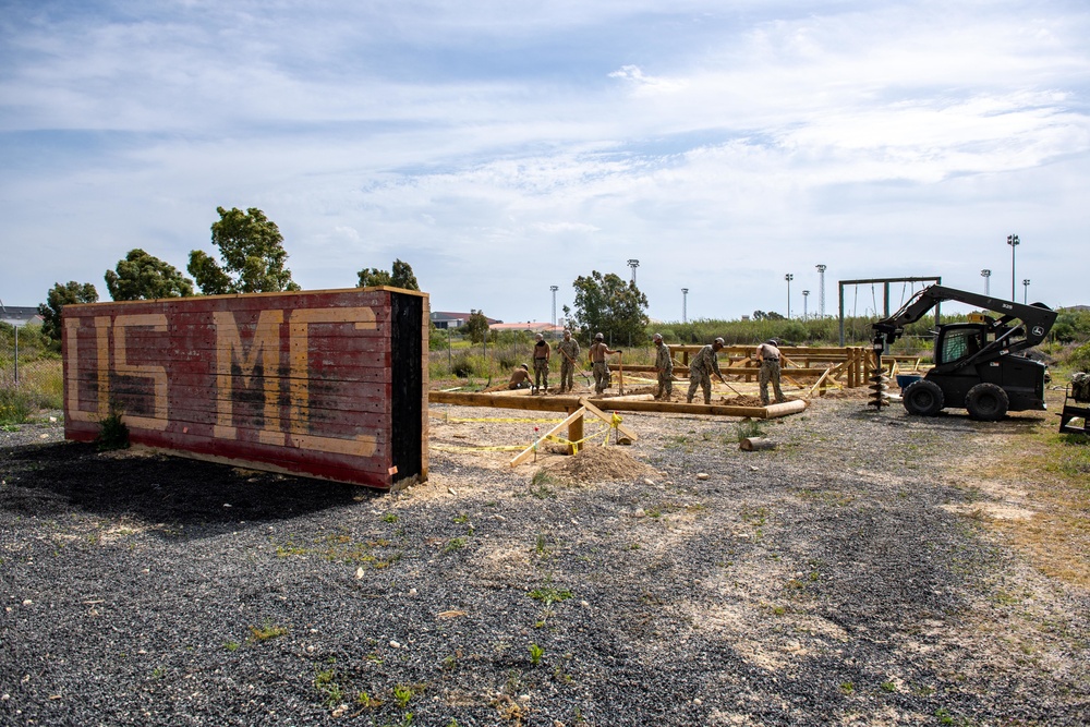 NMCB 1 Seabees construct USMC obstacle course on Naval Station Rota