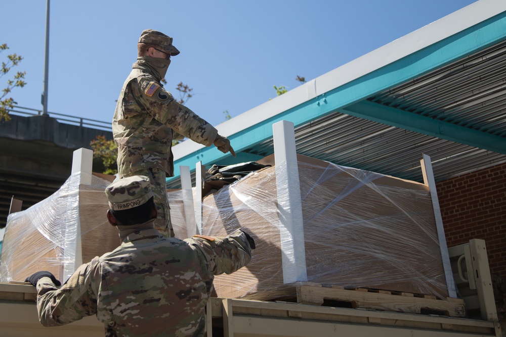 Maryland Guard transports hand sanitizer to redistribution warehouse