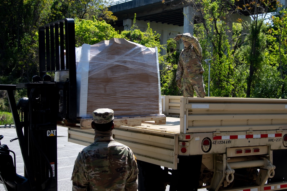 Maryland Guard transports hand sanitizer to redistribution warehouse