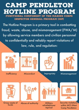 Marine Corps Installations West-Marine Corps Base Camp Pendleton Hotline Program