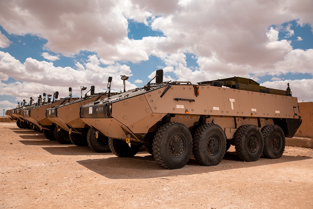 Danish Piranah 8x8 Armored Personnel Carrier parked at Al Asad Air Base