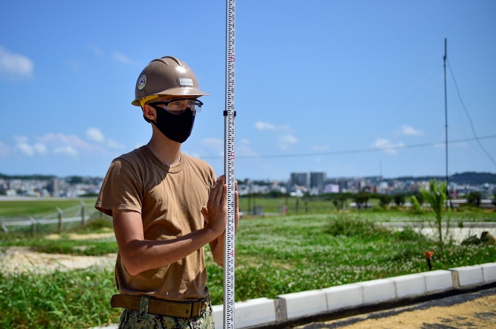 U.S. Navy Seabees with NMCB-5 construct support facilities for Marine Air Control Squadron 4