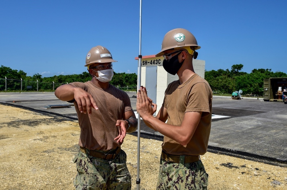 U.S. Navy Seabees with NMCB-5 construct support facilities for Marine Air Control Squadron 4