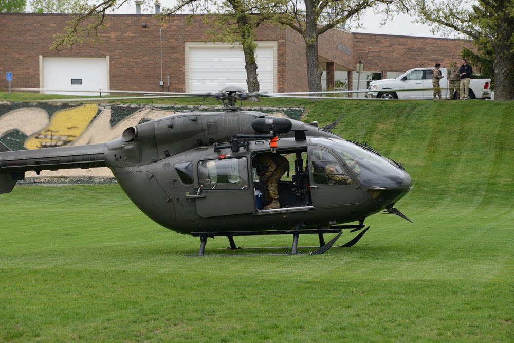 Iowa NG UH-72 Lakota helicopter makes COVID-19 test delivery